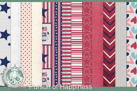Pursuit of Happiness Papers Digital Pattern QueenBrat Digital Designs 