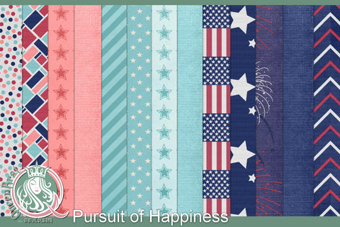 Pursuit of Happiness Papers Digital Pattern QueenBrat Digital Designs 