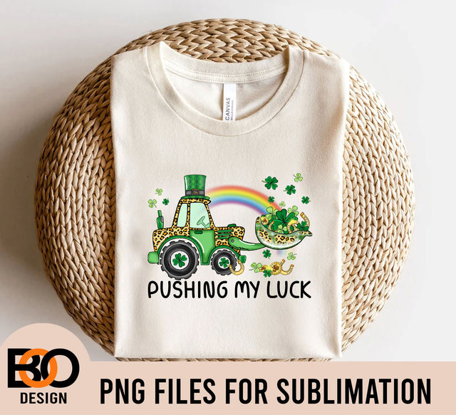 Pushing My Luck Png, Leopard Shamrocks Png, St Paddy's Day Png, Saint Patrick's Day Png Sublimation BOO-design 