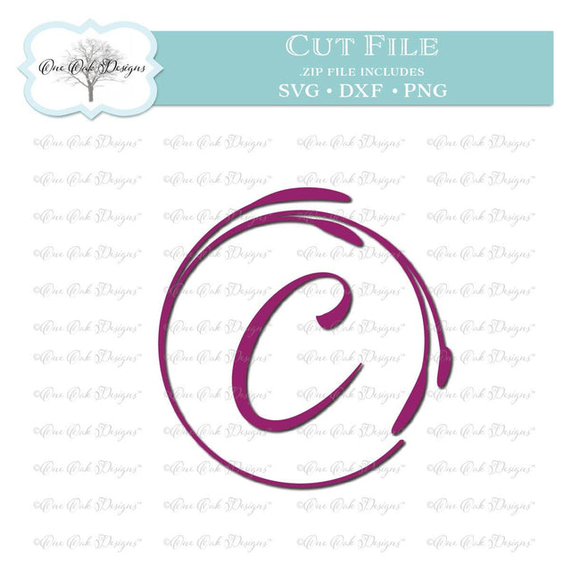 Pussywillow Circle Monogram Frame SVG One Oak Designs 