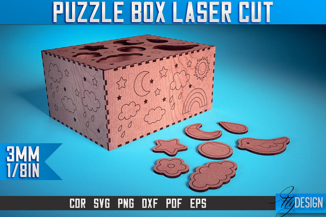 Puzzle Box Laser Cut SVG | Baby Game Design Laser Cut SVG Design | CNC Files SVG Fly Design 