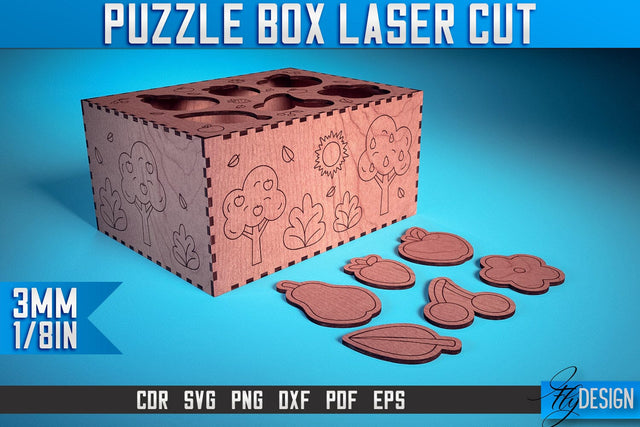 Puzzle Box Laser Cut SVG | Baby Game Design Laser Cut SVG Design | CNC Files SVG Fly Design 