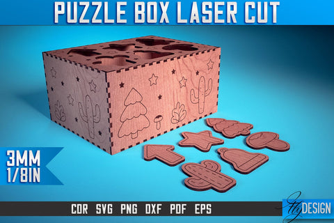 Puzzle Box Laser Cut SVG | Baby Game Design Laser Cut SVG Design | CNC Files SVG Fly Design 