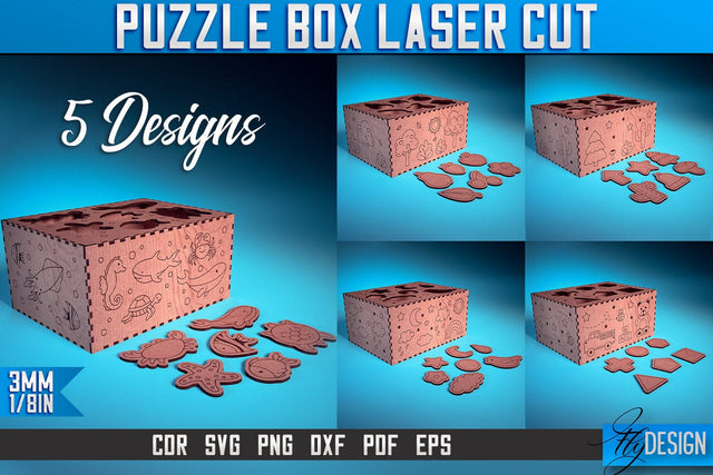 Puzzle Box Laser Cut SVG | Baby Game Design Laser Cut SVG Design | CNC Files SVG Fly Design 