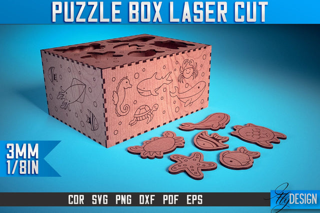 Puzzle Box Laser Cut SVG | Baby Game Design Laser Cut SVG Design | CNC Files SVG Fly Design 