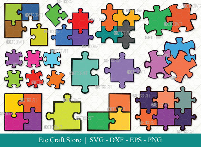 Puzzle Clipart SVG, Puzzle Piece Svg, Jigsaw Puzzle Svg, Puzzle Svg, Autism Svg, Puzzle Pattern Svg, Puzzle Svg Bundle SVG ETC Craft 