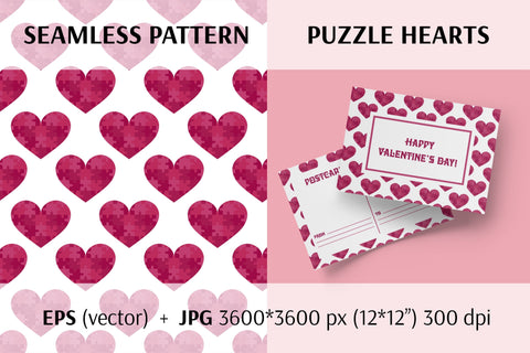 Puzzle Hearts Pattern | Digital Paper Digital Pattern AnnaViolet_store 