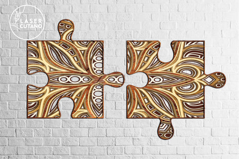 PUZZLE Multilayer Laser Cut Files, Mandala, SVG, 3D Designs, Mini Design Bundles SVG LaserCutano 