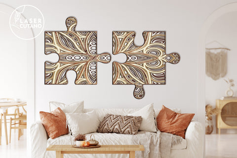 PUZZLE Multilayer Laser Cut Files, Mandala, SVG, 3D Designs, Mini Design Bundles SVG LaserCutano 