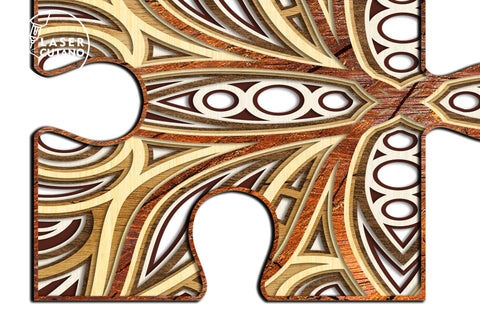 PUZZLE Multilayer Laser Cut Files, Mandala, SVG, 3D Designs, Mini Design Bundles SVG LaserCutano 