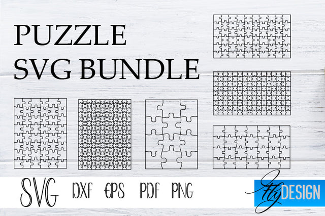 Puzzle SVG Bundle. Jigsaw Puzzle Template. Single Line SVG SVG Fly Design 