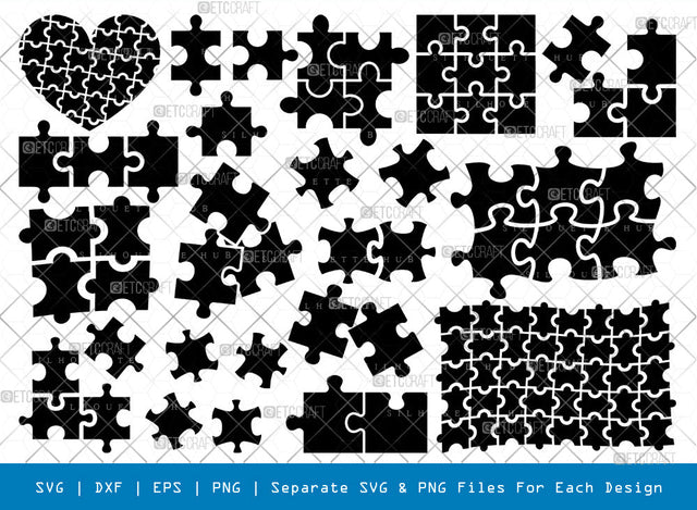 Puzzle SVG, Puzzle Silhouette, Puzzle Piece Svg, Jigsaw Puzzle Svg, Autism Svg, Puzzle Pattern Svg, Puzzle Bundle SVG ETC Craft 