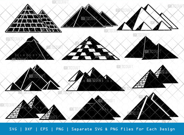 Pyramid SVG Cut Files | Pyramid Silhouette | Egypt Svg | Egyptian Svg | Landmark Svg | Travel Svg | Pyramid Bundle SVG ETC Craft 