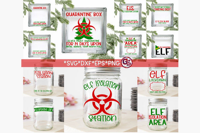 Quarantine Elf Box and Jars Bundle SVG DXF EPS PNG-Christmas SVG Bundle SVG Greedy Stitches 