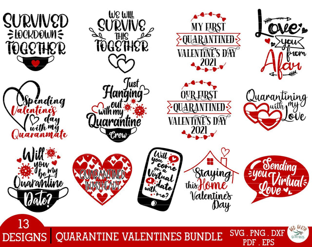 Quarantine valentines day quotes bundle SVG,PNG,DXF,love svg SVG Redearth and gumtrees 
