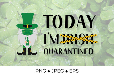 Quarantined St. Patricks day. Masked Gnome Leprechaun Sublimation LaBelezoka 