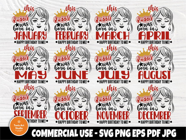 Queen are Born SVG, Crown Svg, Birthday Girl Shirt SVG TonisArtStudio 