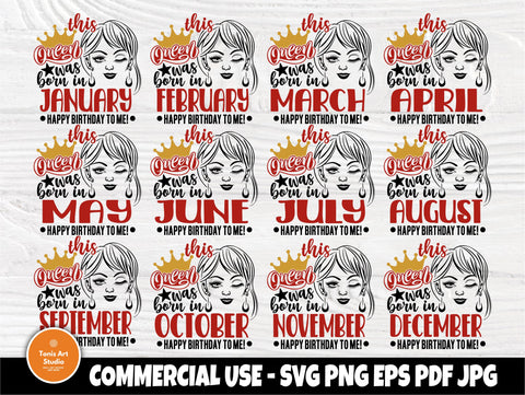 Queen are Born SVG, Crown Svg, Birthday Girl Shirt SVG TonisArtStudio 