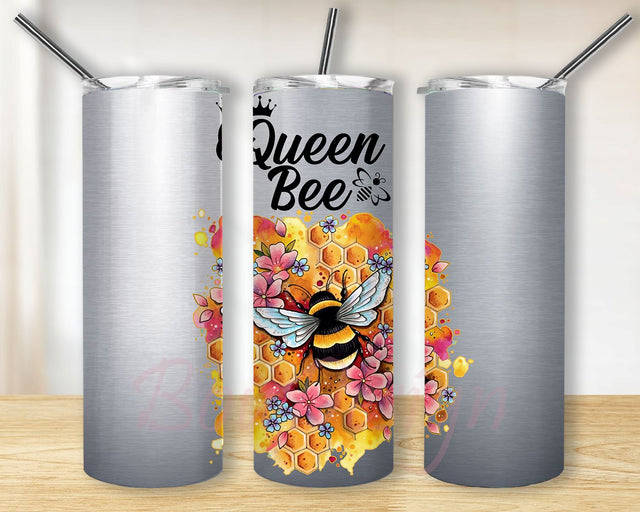 Queen bee 20 oz Skinny Tumbler Sublimation Design Template Download PNG Sublimation BouDesign 