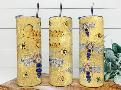 Queen Bee Jewelry Style Stainless Steel Tumbler PNG, Queen Bee 20 oz Skinny Tumbler Sublimation Design Template Download PNG DIGITAL Sublimation iStyleDesign 