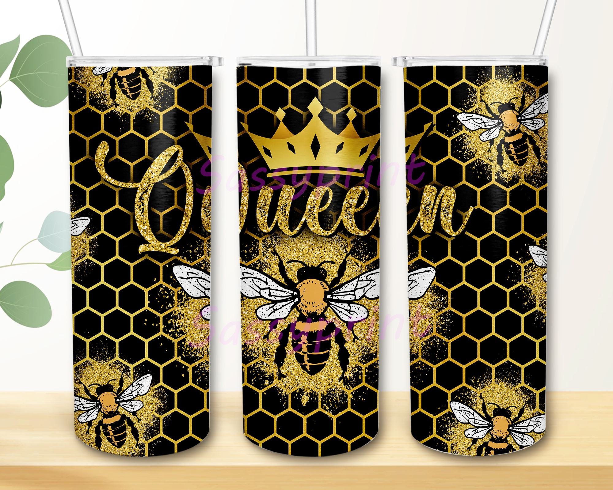 Bee Tumbler Wrap, Gold Glitter Honey PNG Graphic by Arte Digital