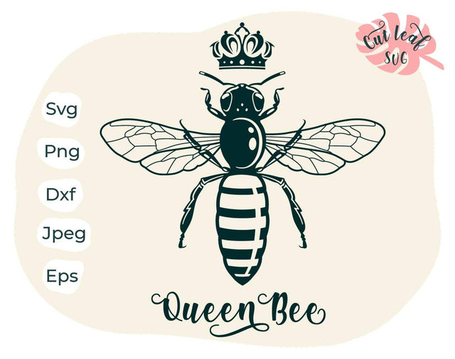 Queen Bee svg, bee svg, honey bee svg, crown svg, summer svg, farm svg, farm clipart SVG CutLeafSvg 