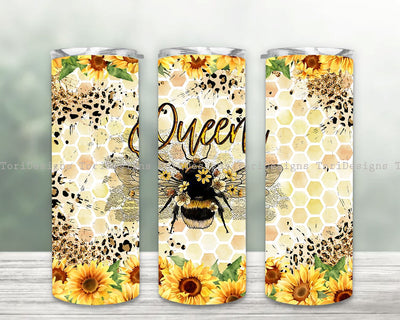 Queen Bee Tumbler PNG, Honey Png, 20oz Skinny Tumbler Sublimation Designs, Bee 20oz Tumbler, Honeycomb Tumbler Sublimation ToriDesigns 