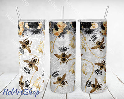 Queen Bee Tumbler PNG Sublimation, SKINNY TUMBLER Png Sublimation _HelArtShop_ 
