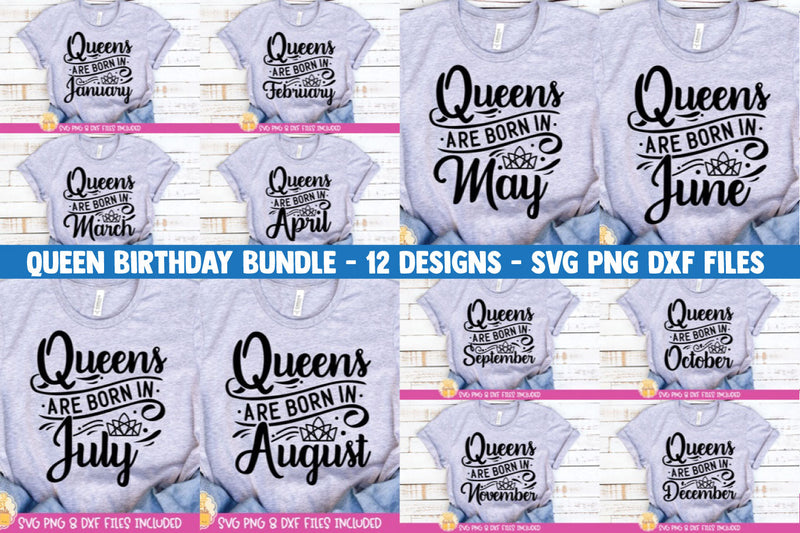 Queen Birthday SVG Bundle | Queens Are Born In Quote SVG Cheese Toast Digitals 