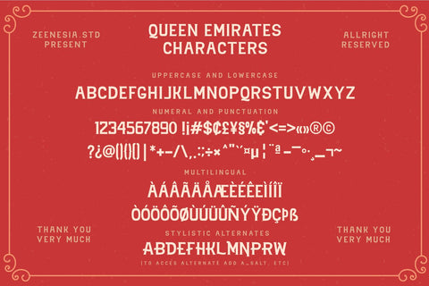 Queen Emirates Font Zeenesia Std 
