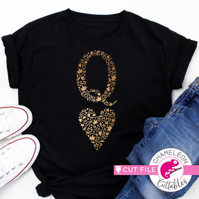 Queen of Hearts Card Icons - Valentine's day design - SVG PNG DXF EPS JPEG SVG Chameleon Cuttables 