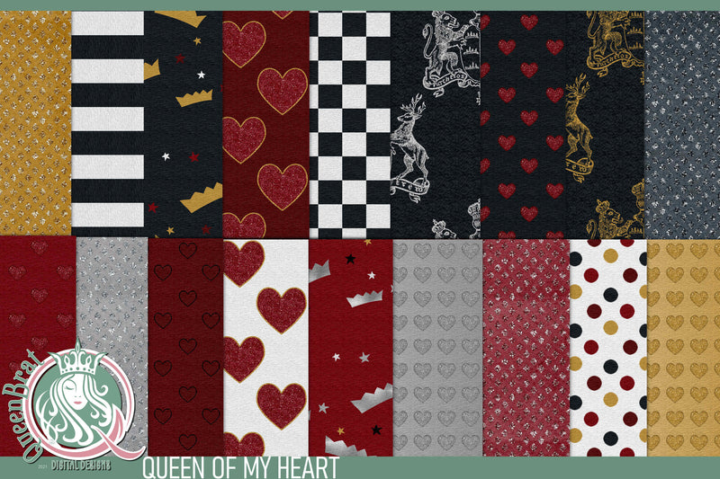 Queen Of My Heart Backgrounds Digital Pattern QueenBrat Digital Designs 