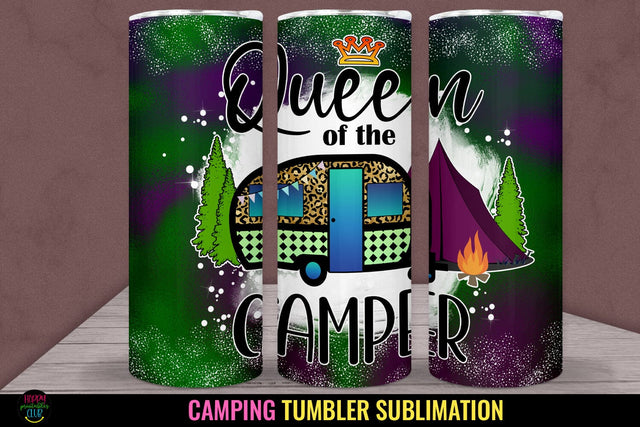 Queen of the Camper PNG I Camping Tumbler Sublimation Wrap Sublimation Happy Printables Club 