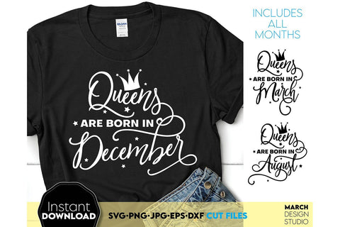 Queen Shirts SVG Bundle From January Till December All Months Included SVG March Design Studio 