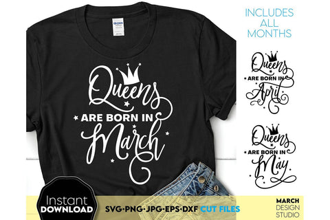 Queen Shirts SVG Bundle From January Till December All Months Included SVG March Design Studio 