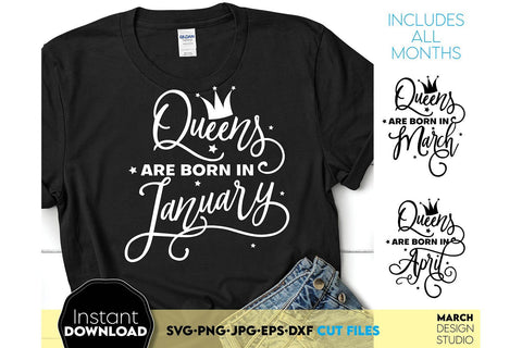 Queen Shirts SVG Bundle From January Till December All Months Included SVG March Design Studio 