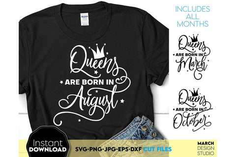 Queen Shirts SVG Bundle From January Till December All Months Included SVG March Design Studio 