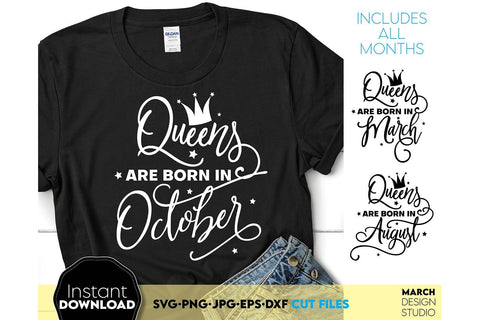 Queen Shirts SVG Bundle From January Till December All Months Included SVG March Design Studio 