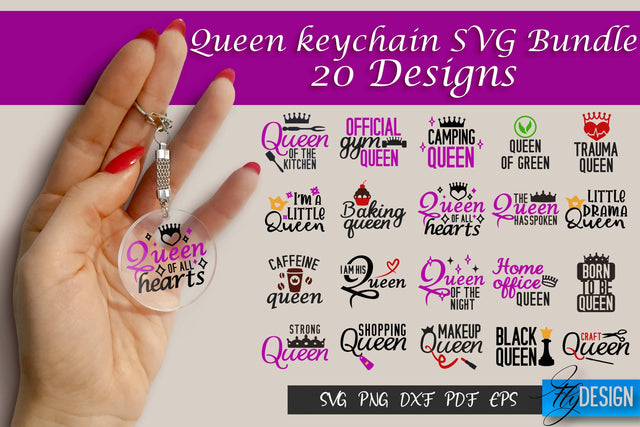 Queen SVG Keychain Bundle | Queen Quotes SVG Design SVG Fly Design 