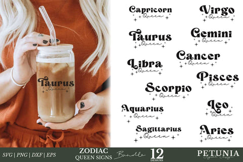 Queen Zodiac SVG Bundle | Zodiac Sign SVG Bundle SVG Petunia Digital Design 
