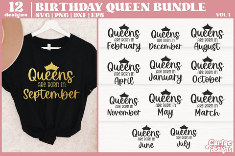 Queens are born in | Birthday Queen SVG and Sublimation SVG Carla C Designs 