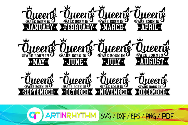 Queens are born in, Queen svg SVG Artinrhythm shop 