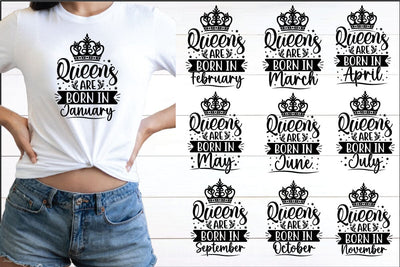 Queens Are Born In SVG, Birthday SVG, Birthday Queen SVG, For Cricut, For Silhouette, Cut Files, Png, Dxf, Svg Bundle SVG designstore 