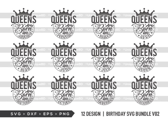 Queens are Born in SVG Bundle | Birthday Queen Svg | Birthday Girl Svg | Birthday Bundle | Birthday Month Svg | Birthday Quotes Svg | Birthday Shirt SVG ETC Craft 