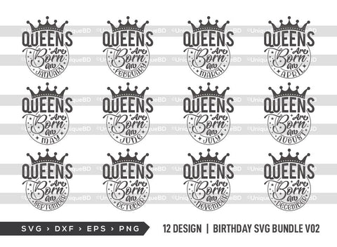 Queens are Born in SVG Bundle | Birthday Queen Svg | Birthday Girl Svg | Birthday Bundle | Birthday Month Svg | Birthday Quotes Svg | Birthday Shirt SVG ETC Craft 