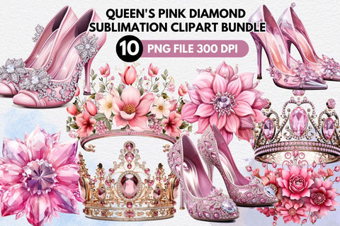 Queen's Pink Diamond Sublimation Clipart bundle Sublimation Regulrcrative 