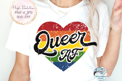 Queer AF Heart Sublimation Png Sublimation Wispy Willow Designs 
