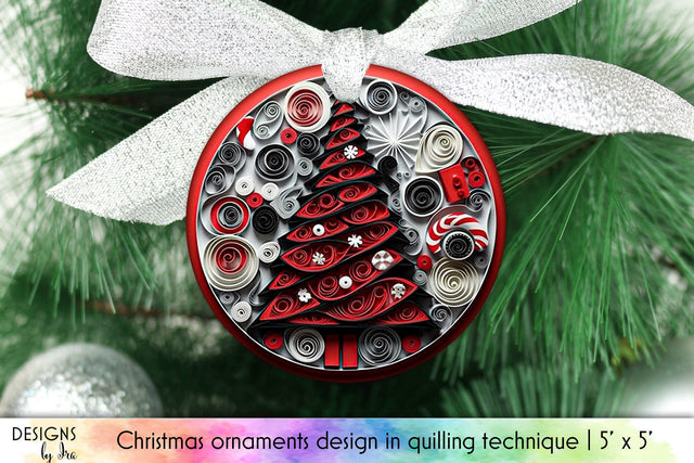 Quilling Christmas Tree Ornament Design Sublimation Designs by Ira 