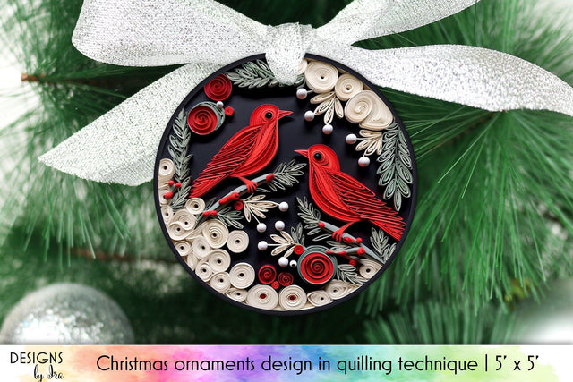 Quilling Paper Christmas Ornament Design Sublimation Designs by Ira 