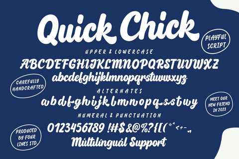 Quirk Chick - Quirky Playful script Font Four Lines Std. 